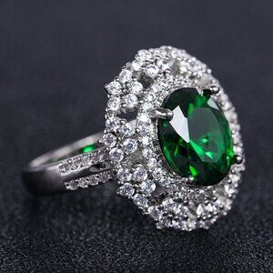 💎 Flower Emerald Ruby Oval Zircon Luxury Vintage Rings for Women, INDN8119